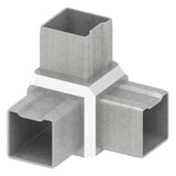 Eckstück V2A für Rohr 40x40x2 mm 90° 3 Abgänge zum Stecken | Artikel 88.1110144040.V2A