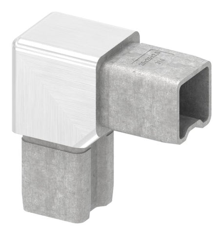 Eckverbinder V4A für Rohr 25x25x2 mm zum Stecken | Artikel 88.1110122525