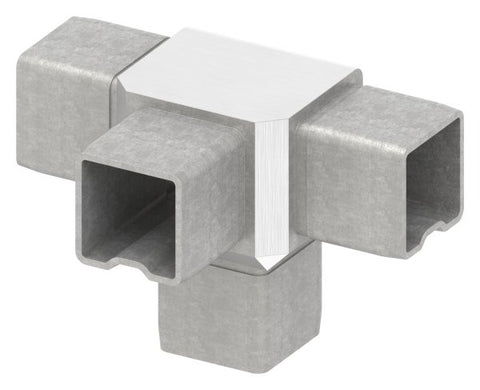T-Eckstück V4A für Rohr 30x30x2 mm zum Stecken | Artikel 88.1110153030