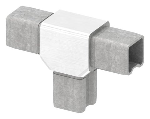 T-Verbinder V4A für Rohr 25x25x2,0 mm zum Stecken | Artikel 88.1110132525
